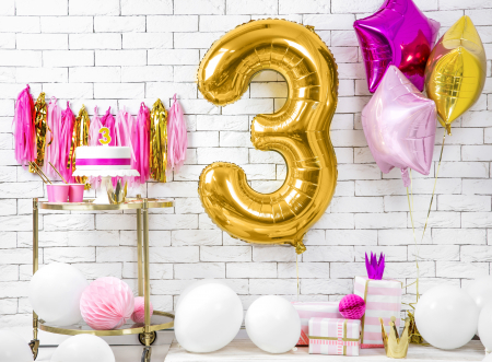 Balon folie Numărul "3", 86 cm, auriu (1 pachet / 1 buc.) [1]