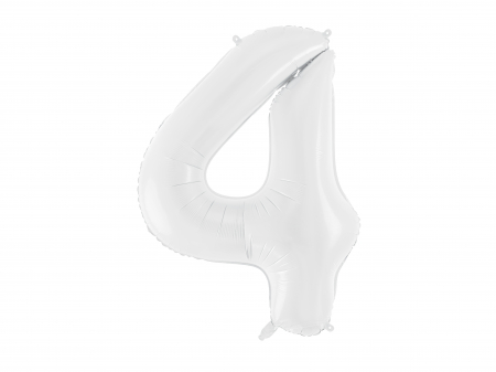 BALOANE - Balon folie Numărul "4", 86 cm, alb (1 pachet / 1 buc.)