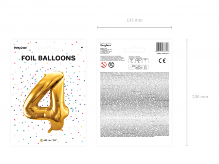 Balon folie Numărul "4", 86 cm, auriu (1 pachet / 1 buc.) [1]