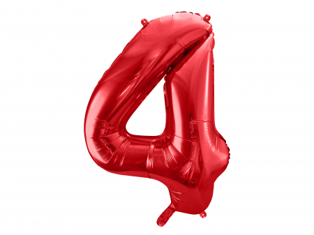 BALOANE - Balon folie Numărul "4", 86 cm, roșu (1 pachet / 1 buc.)