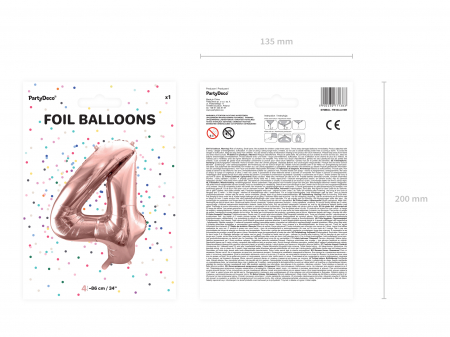 Balon folie Numărul "4", 86 cm, roz auriu (1 pachet / 1 buc.) [2]