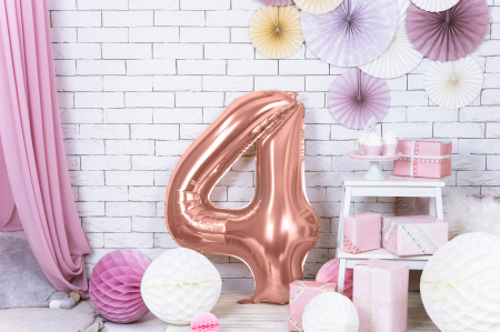 Balon folie Numărul "4", 86 cm, roz auriu (1 pachet / 1 buc.) [1]