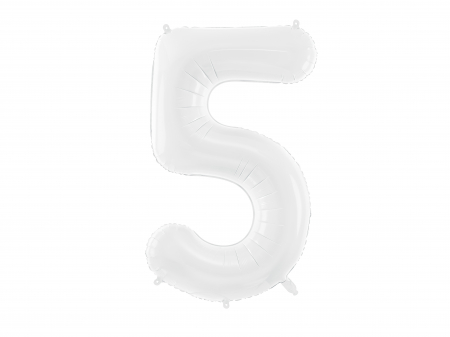 BALOANE - Balon folie Numărul "5", 86 cm, alb (1 pachet / 1 buc.)