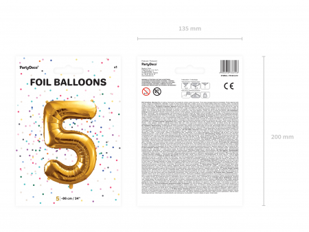 Balon folie Numărul "5", 86 cm, auriu (1 pachet / 1 buc.) [2]