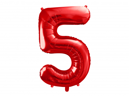 BALOANE - Balon folie Numărul "5", 86 cm, roșu (1 pachet / 1 buc.)