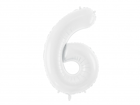 BALOANE - Balon folie Numărul "6", 86 cm, alb (1 pachet / 1 buc.)