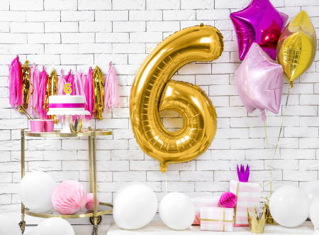 Balon folie Numărul "6", 86 cm, auriu (1 pachet / 1 buc.) [1]