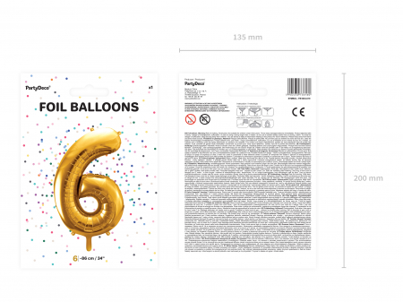 Balon folie Numărul "6", 86 cm, auriu (1 pachet / 1 buc.) [2]