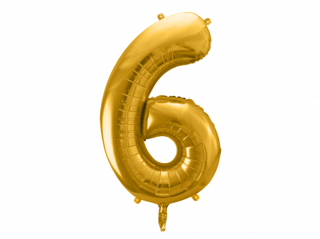 BALOANE - Balon folie Numărul "6", 86 cm, auriu (1 pachet / 1 buc.)