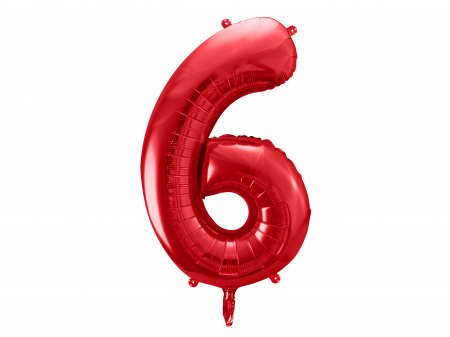 BALOANE - Balon folie Numărul "6", 86 cm, roșu (1 pachet / 1 buc.)