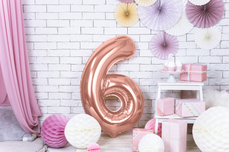 Balon folie Numărul "6", 86 cm, roz auriu (1 pachet / 1 buc.) [1]