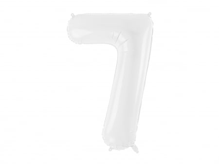BALOANE - Balon folie Numărul "7", 86 cm, alb (1 pachet / 1 buc.)