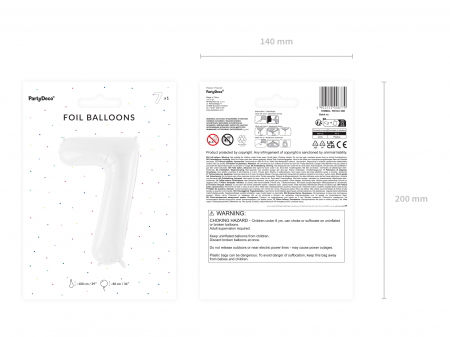 Balon folie Numărul "7", 86 cm, alb (1 pachet / 1 buc.) [1]
