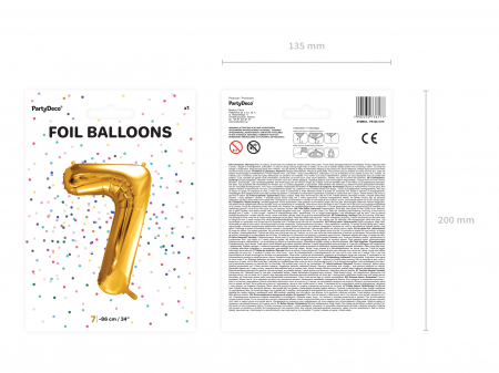 Balon folie Numărul "7", 86 cm, auriu (1 pachet / 1 buc.) [2]