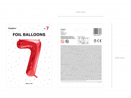 Balon folie Numărul "7", 86 cm, roșu (1 pachet / 1 buc.) [1]