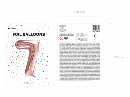 Balon folie Numărul "7", 86 cm, roz auriu (1 pachet / 1 buc.) [2]