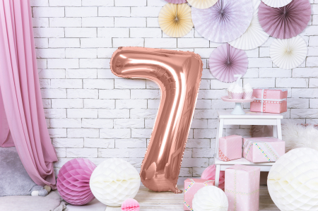 Balon folie Numărul "7", 86 cm, roz auriu (1 pachet / 1 buc.) [1]