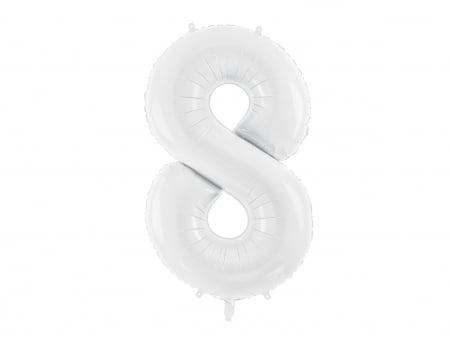 BALOANE - Balon folie Numărul "8", 86 cm, alb (1 pachet / 1 buc.)