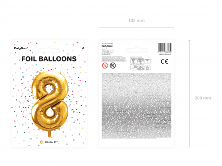 Balon folie Numărul "8", 86 cm, auriu (1 pachet / 1 buc.) [3]
