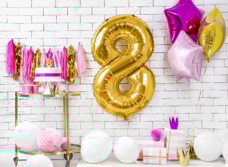 Balon folie Numărul "8", 86 cm, auriu (1 pachet / 1 buc.) [1]