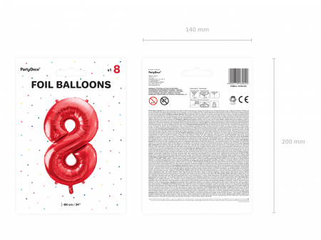 Balon folie Numărul "8", 86 cm, roșu (1 pachet / 1 buc.) [1]