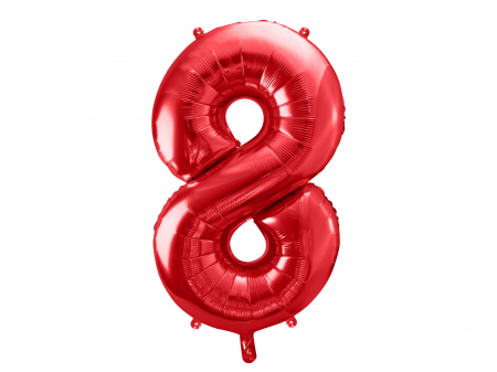 BALOANE - Balon folie Numărul "8", 86 cm, roșu (1 pachet / 1 buc.)