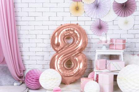 Balon folie Numărul "8", 86 cm, roz auriu (1 pachet / 1 buc.) [1]