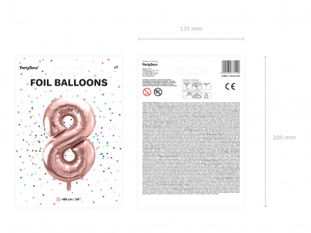 Balon folie Numărul "8", 86 cm, roz auriu (1 pachet / 1 buc.) [2]