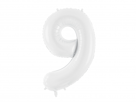 BALOANE - Balon folie Numărul "9", 86 cm, alb (1 pachet / 1 buc.)