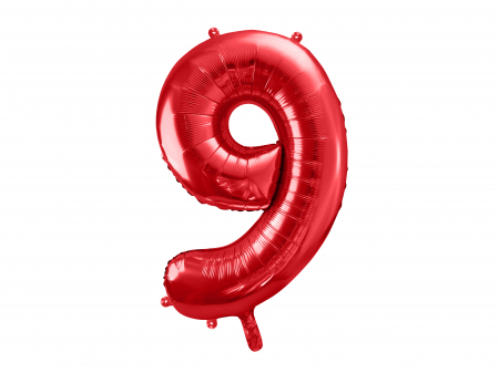 BALOANE - Balon folie Numărul "9", 86 cm, roșu (1 pachet / 1 buc.)