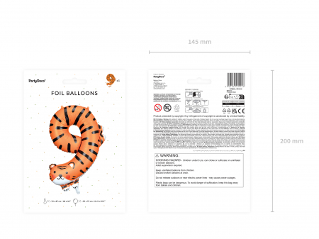 Balon folie Numărul 9 - Tigru, 64x87 cm, mix (1 pachet / 1 buc.) [2]