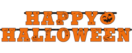 Bride-Box - Banner decorativ Happy Halloween, portocaliu, 13 x 210 cm