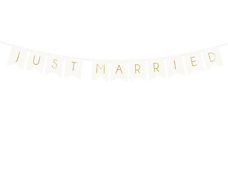 Emitatoare de Sunet - Banner Just Married, alb, 15 x 155 cm