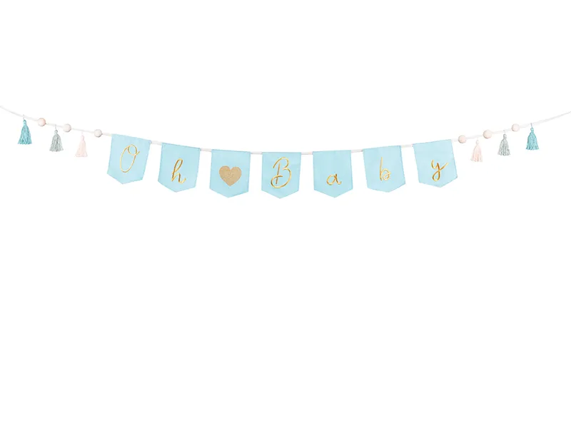 Articole Diverse - Banner Oh baby cu franjuri, 2,5 m, albastru