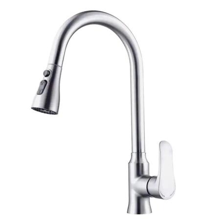 Articole pentru baie - Baterie Bucatarie cu Dus Extractibil Inox Argintiu ZY1014