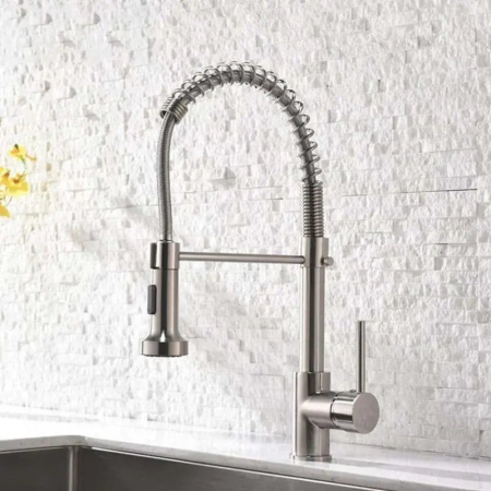 Articole pentru baie - Baterie Bucatarie cu Dus Extractibil, Inox si Alama Crom, YD/101