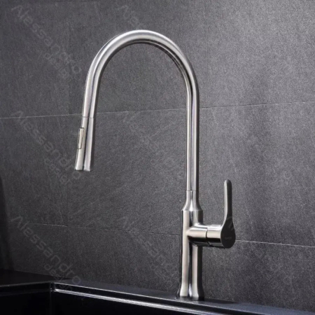 Articole pentru baie - Baterie Bucatarie cu Dus Extractibil, Inox SUS304, Satinat, CF023