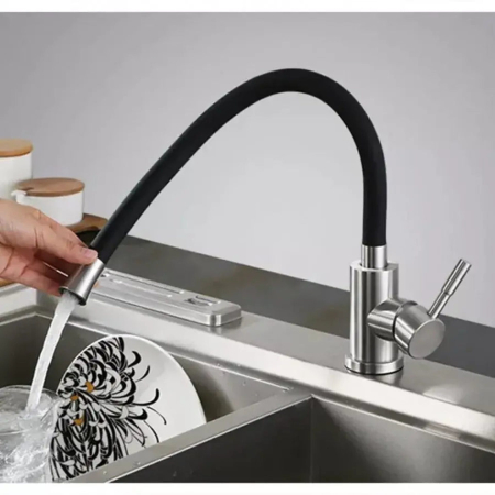 Bucatarie - Baterie de Bucatarie cu Pipa Flexibila, Inox SUS304, Satinat, CF025B