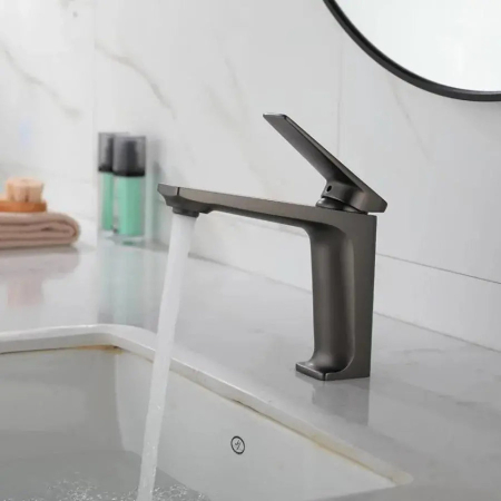 Articole pentru baie - Baterie Lavoar, Alama Sanitara, Gri Grafit, 9967N