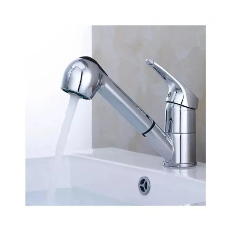 Articole pentru baie - Baterie Tip Frizerie cu Dus Extractabil, Aliaj, Crom, FR001