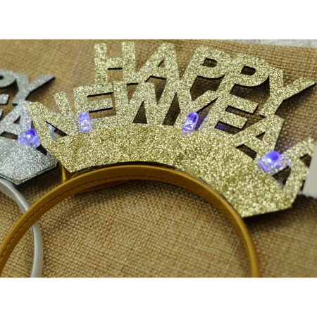 Bentita/cerc Happy Newyear, culoare auriu, marime standard, Flippy [3]