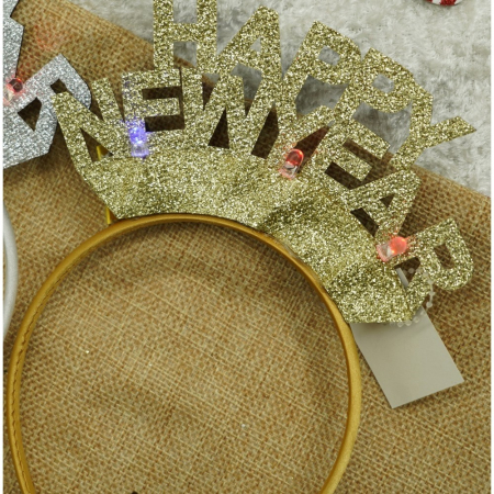 Bentita/cerc Happy Newyear, culoare auriu, marime standard, Flippy [9]