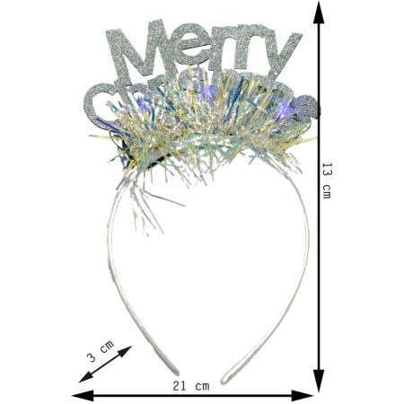 Bentita/cerc Mery Cristmas, culoare gri metalic cu beteala, marime standard, Flippy [10]