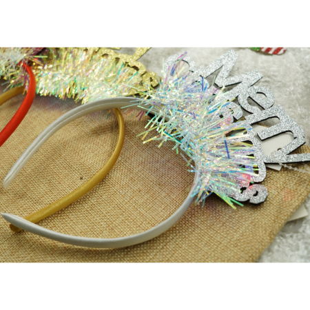 Bentita/cerc Mery Cristmas, culoare gri metalic cu beteala, marime standard, Flippy [3]