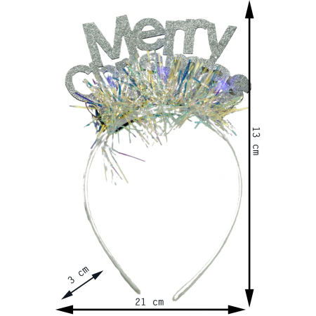 Bentita/cerc Mery Cristmas, culoare gri metalic cu beteala, marime standard, Flippy [5]