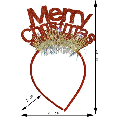 Bentita/cerc Mery Cristmas, culoare rosu cu sclipici, marime standard, Flippy [10]