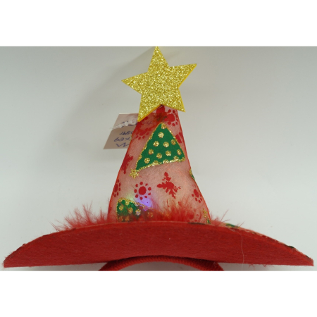 Bentita/cerc tip palarie de Craciun, culoare rosie cu led, marime standard, Flippy [4]
