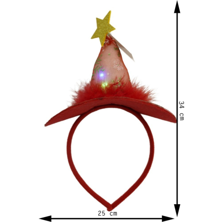 Bentita/cerc tip palarie de Craciun, culoare rosie cu led, marime standard, Flippy [9]