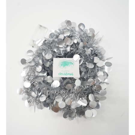 Beteala Craciun cu LED, Argintie, model cu paiete rotunde, 2 m x 5 cm, PVC, Sir, Artificiala, Flippy [5]