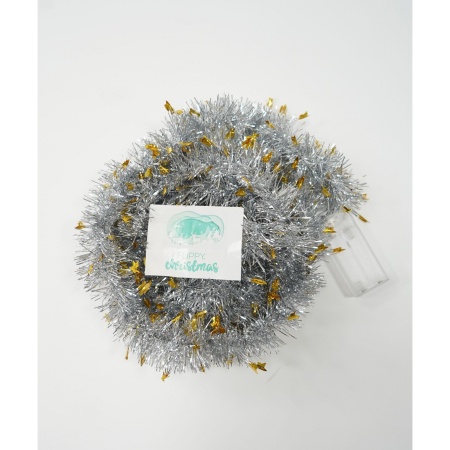 Beteala Craciun cu LED, Aurie, model cu stelute, 2 m x 5 cm, PVC, Sir, Artificiala, Flippy [2]